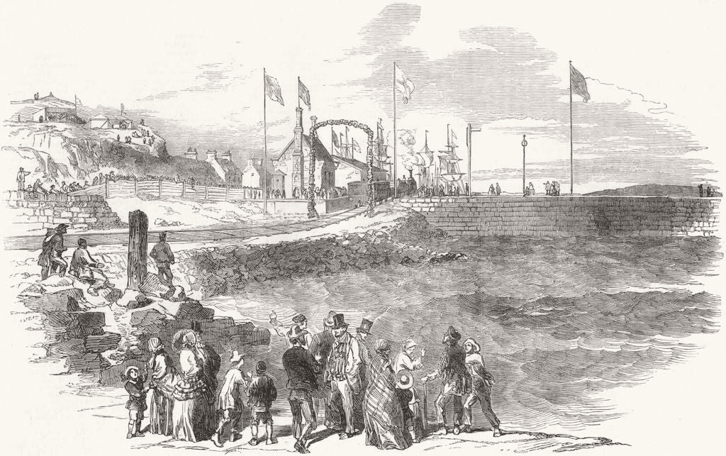 SCOTLAND. Morayshire Railway-station at Lossiemouth 1852 old antique print